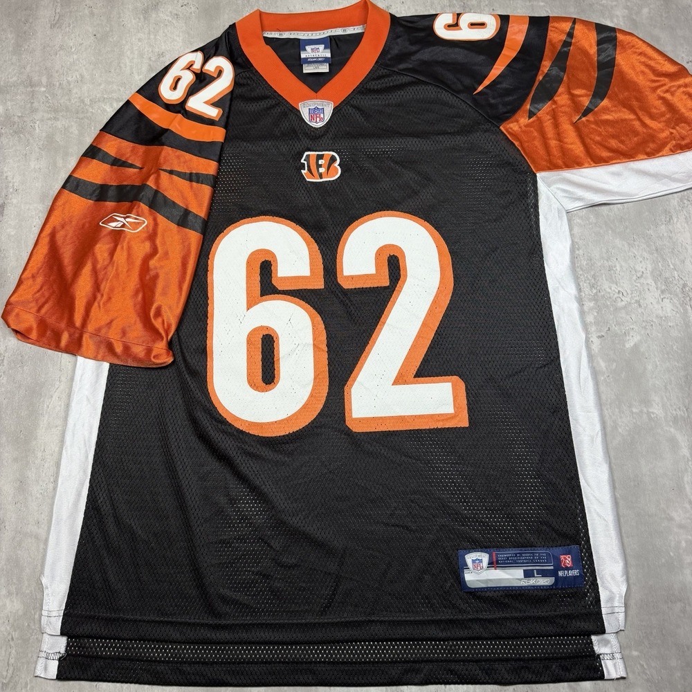 Men's Reebok Cincinnati Bengals Poppi #62 Jersey Black Size Large Mesh NFL